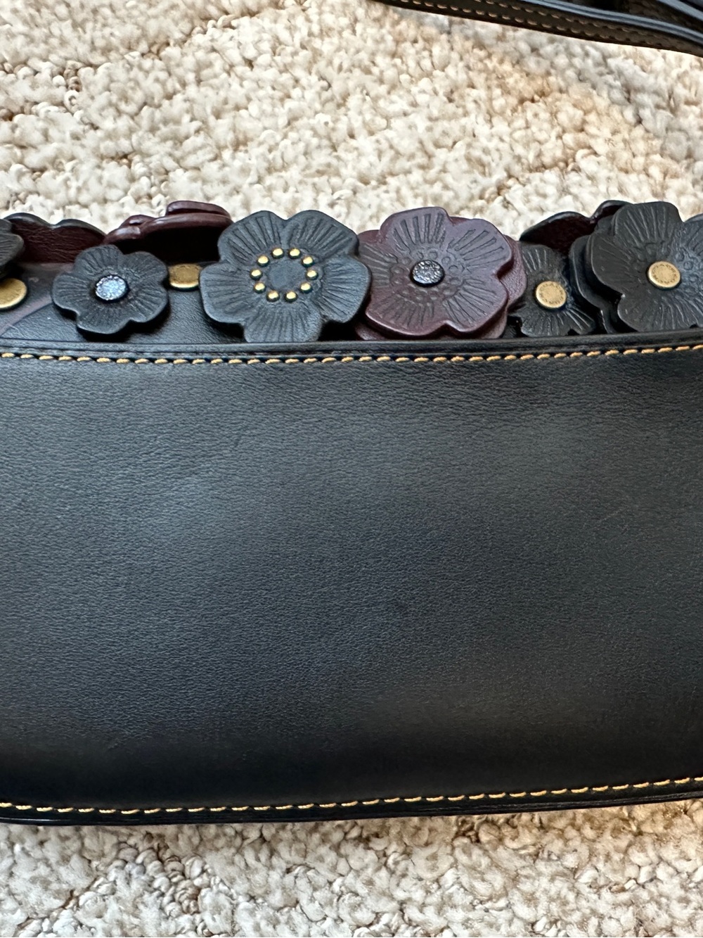 Coach Leather Floral Wristlet Pouch - Black - Picture 4 of 12